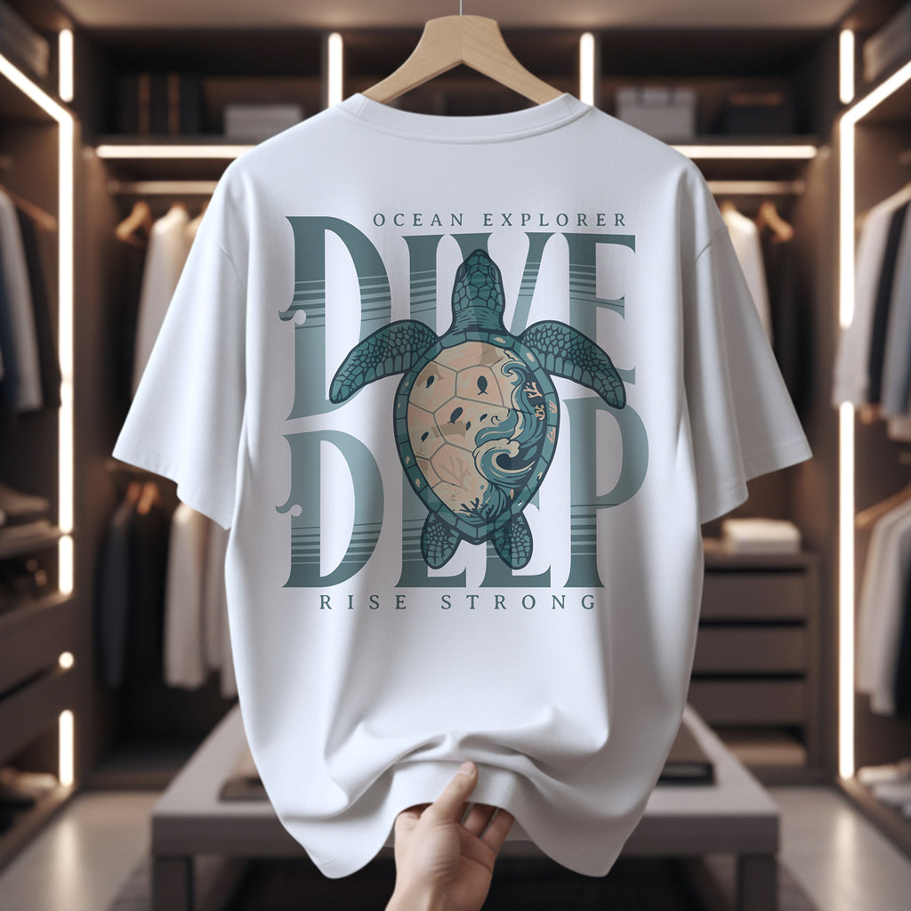 Turtle Green Sea Unisex Oversize T-shirt - Ocean Dive Deep by ZorooFashion