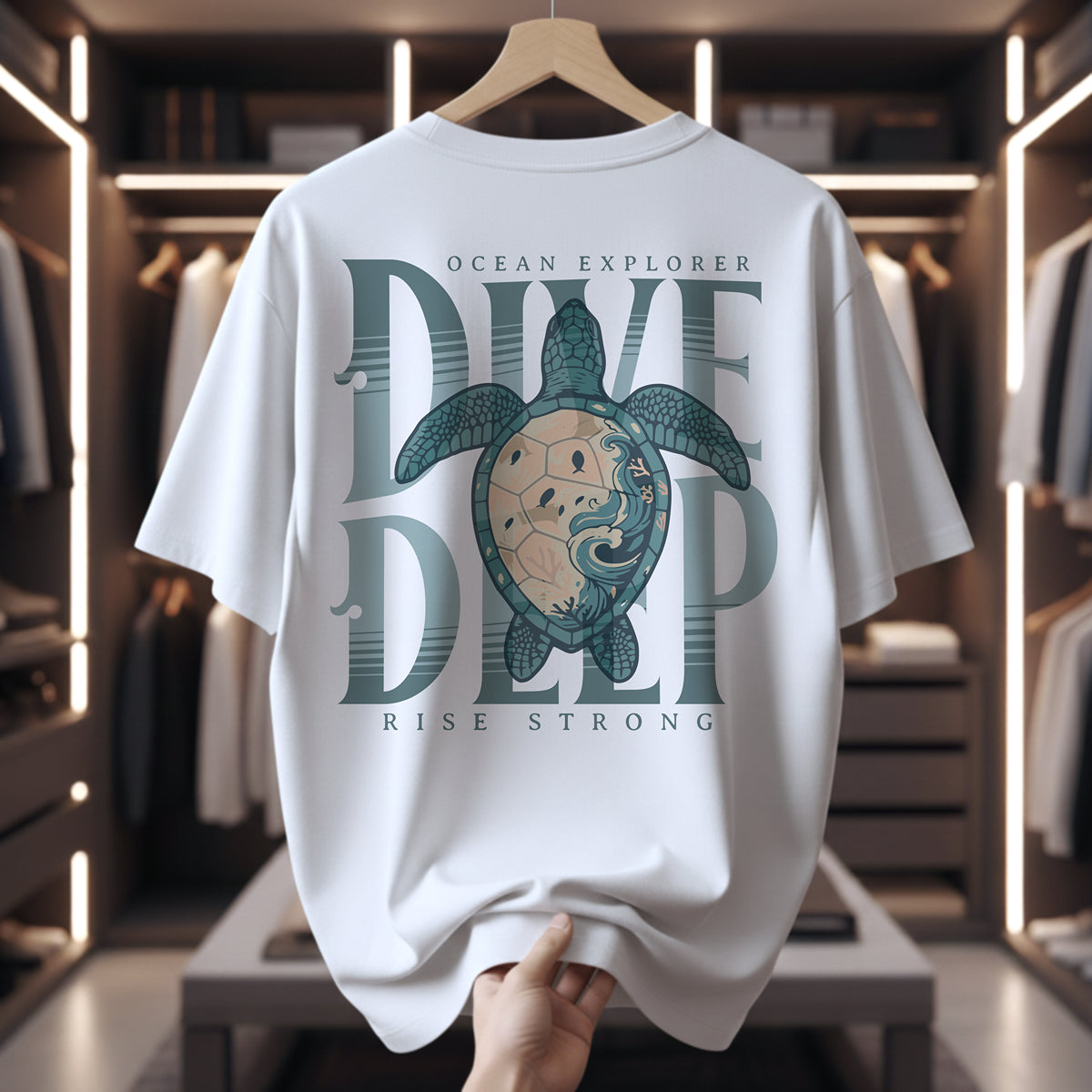 Turtle Green Sea Unisex Oversize T-shirt - Ocean Dive Deep by ZorooFashion